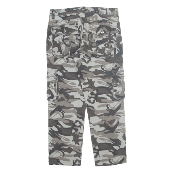 Camo Cargo Mens Trousers Grey Regular Straight W32 L27 Fashion