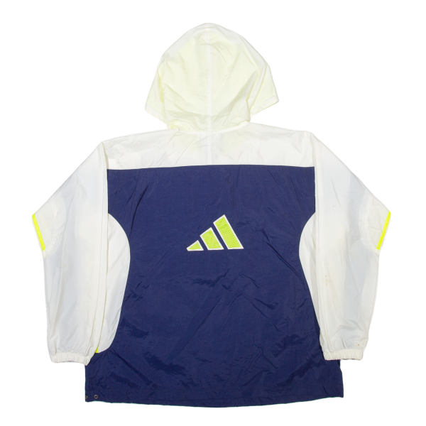 ADIDAS Mens Pullover Jacket Cream Nylon Hooded Colourblock XL For Sale