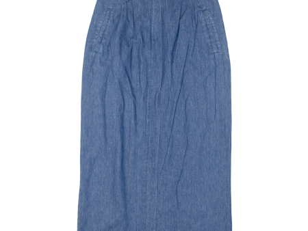 BUSHWACKER Womens Straight Skirt Blue Long 90s Denim S Online Hot Sale