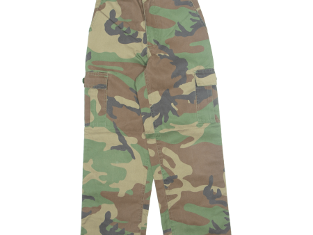 Camo Cargo Boys Trousers Green Regular Straight W22 L24 Online Sale