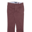 TOMMY HILFIGER Mens Trousers Maroon Slim Straight W30 L30 Sale