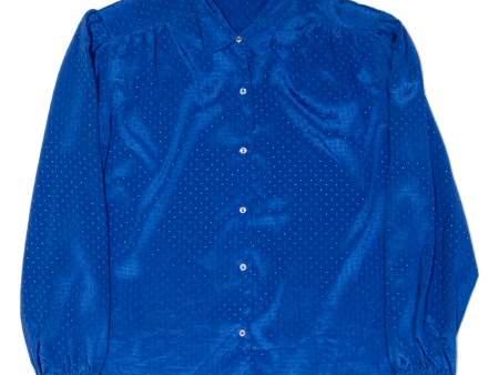 CHARLES VOGELE Womens Shirt Blue Collared Long Sleeve 90s Spotted M Hot on Sale