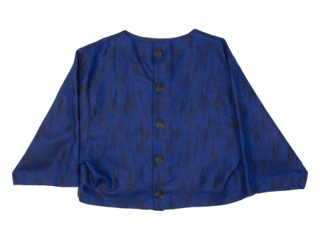 FIORELLA Jacket Style Womens Blouse Blue 3 4 Sleeve Wool M Supply