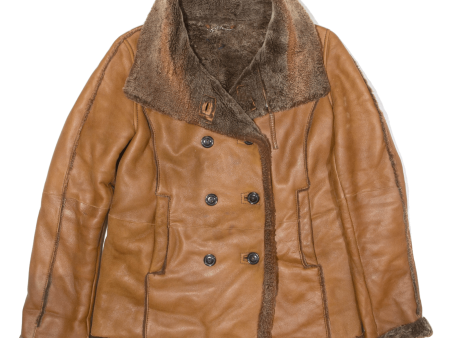 WINDSOR Womens Overcoat Coat Brown Shearling S Supply