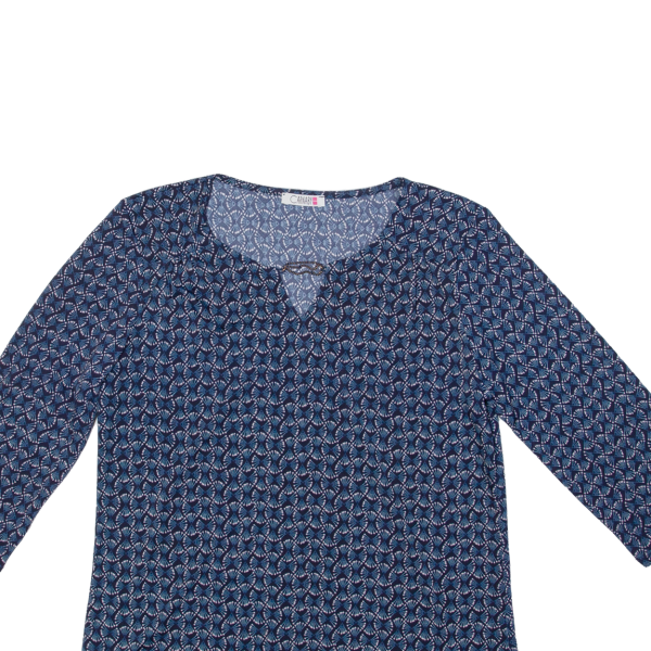 CARNABY Stretch Womens Printed Top Blue 3 4 Sleeve Crazy Pattern M Online