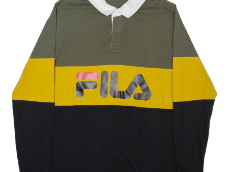 FILA Mens Polo Shirt Green Long Sleeve L Online Hot Sale