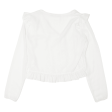 ZARA Sheer Womens Blouse White V-Neck Long Sleeve S Hot on Sale