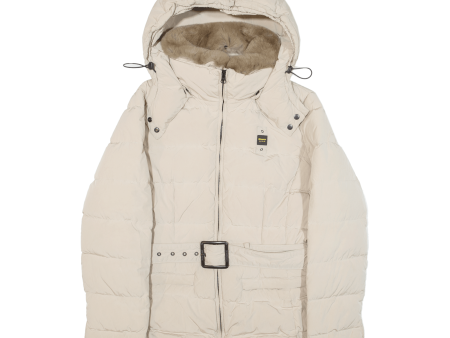 BLAUER Insulated Womens Puffer Coat Beige USA Hooded L Cheap