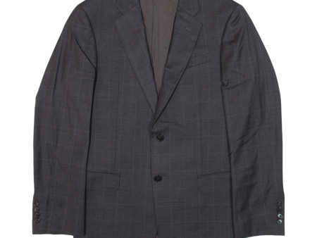 ARMANI COLLEZIONI Mens Blazer Jacket Grey Wool Check L Discount