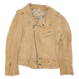 LEON & HARPER Womens Biker Jacket Beige Leather Suede XS on Sale