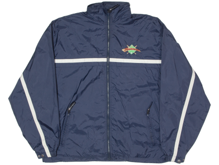 CHAMPION Flossmoor Baseball Mens Windbreaker Jacket Blue USA Hooded Patchwork XL For Cheap