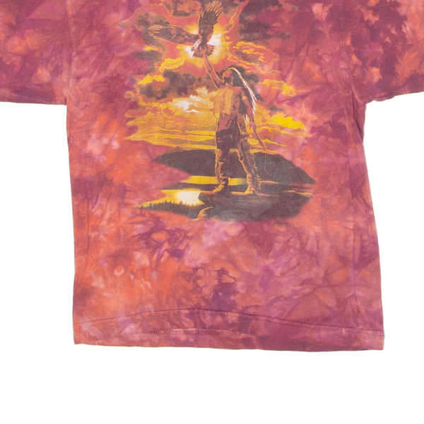 THE MOUNTAIN Native American Landscape Boys Tie Dye T-Shirt Red Crew Neck M Online Sale