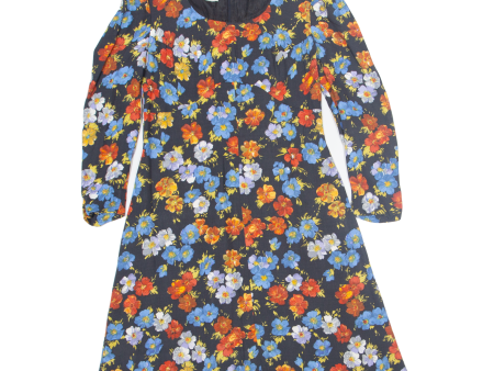 HOFFUEN Womens A-Line Dress Blue 90s Floral Long Sleeve Midi L For Cheap