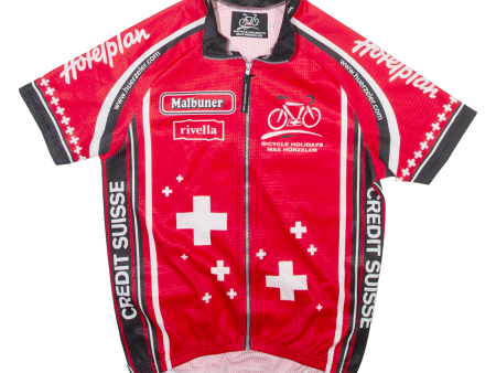 BICYCLE HOLIDAYS Cycling Full Zip Mens Jersey Red M on Sale