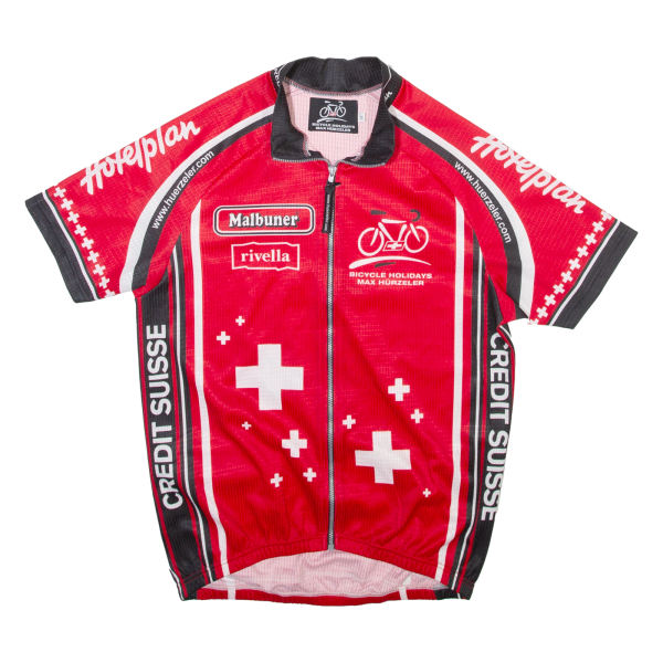 BICYCLE HOLIDAYS Cycling Full Zip Mens Jersey Red M on Sale