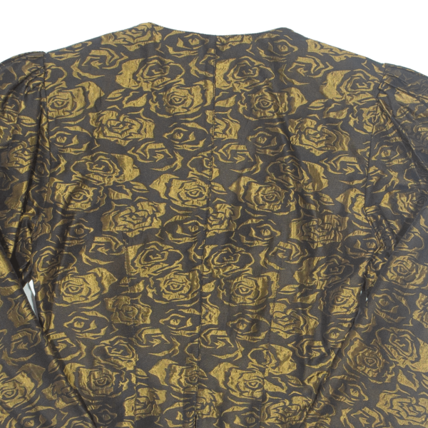 BERND BERGER Womens Printed Blouse Black V-Neck Long Sleeve 90s Floral S Discount