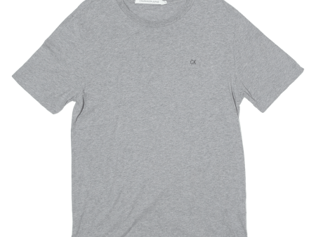 CALVIN KLEIN JEANS Mens T-Shirt Grey Crew Neck S Sale