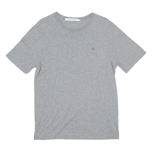 CALVIN KLEIN JEANS Mens T-Shirt Grey Crew Neck S Sale