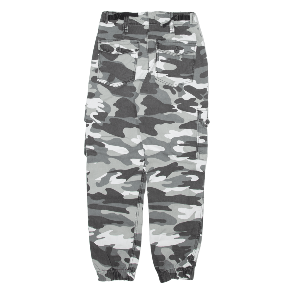 Camo Cargo Boys Trousers Grey Relaxed Tapered W24 L24 Sale