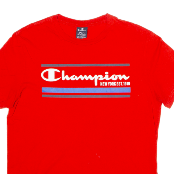 CHAMPION Mens T-Shirt Red USA Crew Neck S Online Hot Sale