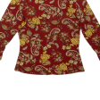 BEST LOOK PARIS Stretch Womens Printed Top Maroon Long Sleeve Paisley M For Cheap