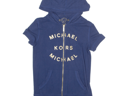 MICHAEL KORS Short Sleeve Womens Blue Hoodie Full Zip XS For Discount