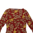 BEST LOOK PARIS Stretch Womens Printed Top Maroon Long Sleeve Paisley M For Cheap