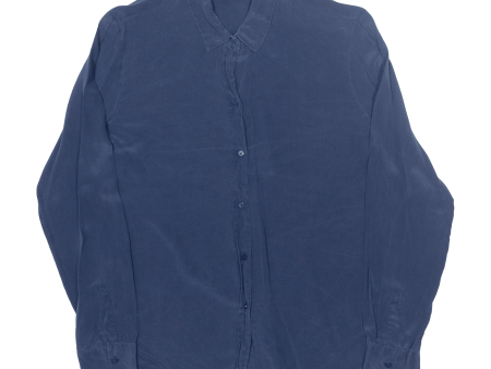 ZARA WOMAN Womens Blouse Shirt Blue Collared Long Sleeve L Discount