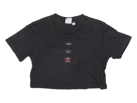 ADIDAS Cropped Womens T-Shirt Black UK 4 Discount