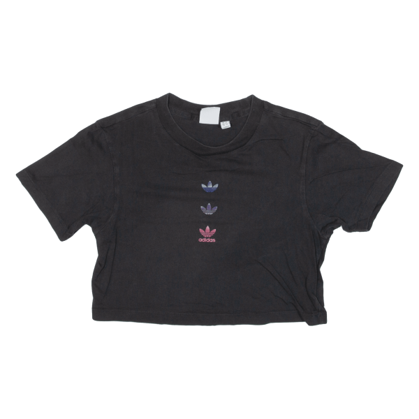 ADIDAS Cropped Womens T-Shirt Black UK 4 Discount