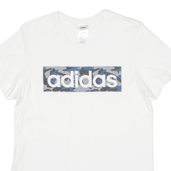 ADIDAS Camo Logo Mens T-Shirt White Crew Neck S Online