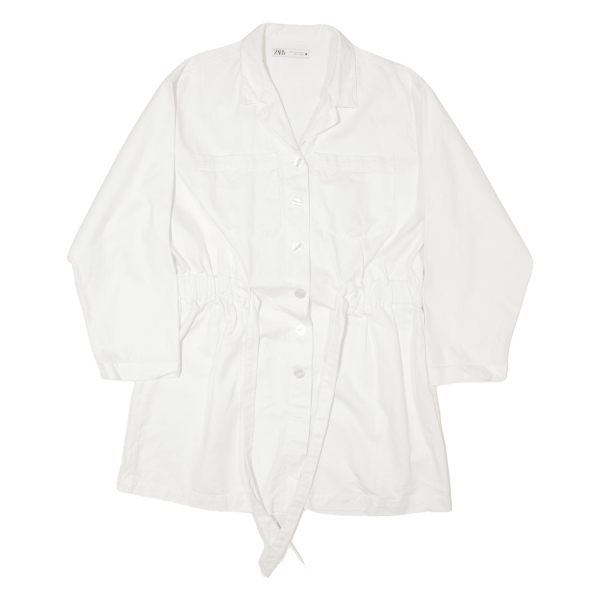 ZARA Womens Shirt Dress White Long Sleeve Knee Length XL Supply