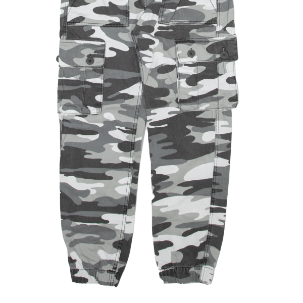 Camo Cargo Boys Trousers Grey Relaxed Tapered W24 L24 Sale