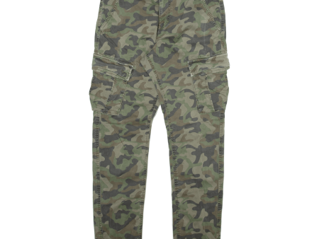 CLOCKHOUSE Camo Cargo Mens Trousers Green Regular Tapered W30 L30 Supply