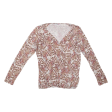 CARNABY Stretch Womens Printed Top White V-Neck Long Sleeve Diamond M Online Sale