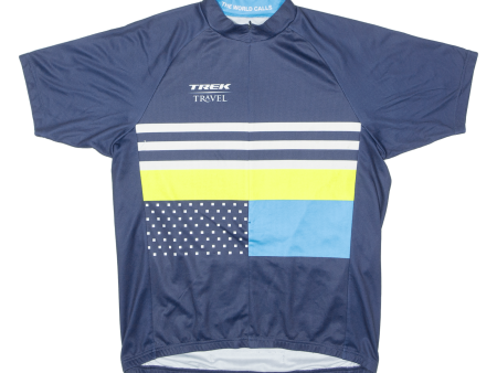 BONTRAGER Trek Travel Flag Print Cycling Mens Jersey Blue USA 1 2 Zip XL For Cheap