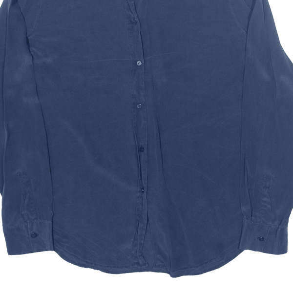 ZARA WOMAN Womens Blouse Shirt Blue Collared Long Sleeve L Discount