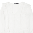 ZARA Sheer Womens Blouse White V-Neck Long Sleeve S Hot on Sale