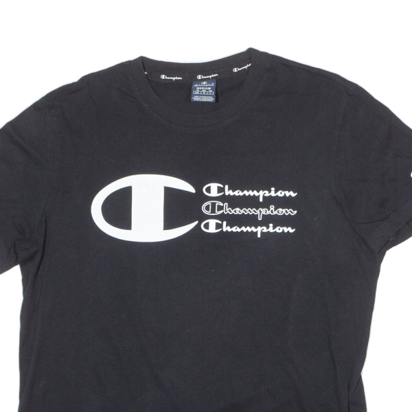 CHAMPION Mens T-Shirt Black Crew Neck M Hot on Sale