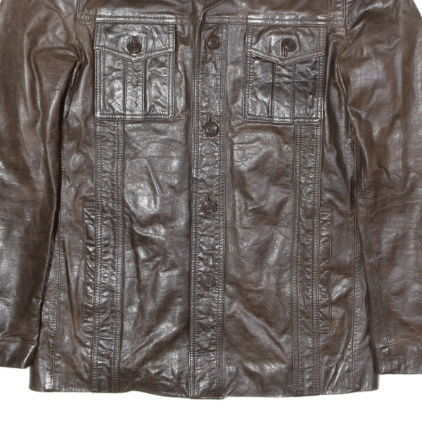 ZARA MAN Mens Blazer Jacket Brown Leather L Online now