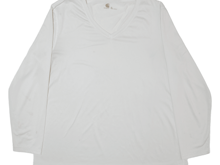 CARHARTT Womens T-Shirt White Long Sleeve V-Neck XL Discount