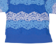 CARLA FERRONI Lined Lace Womens Blouse Blue Floral XL Online Hot Sale