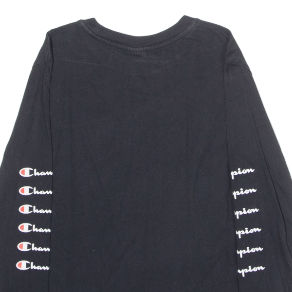 CHAMPION Mens T-Shirt Black Long Sleeve Crew Neck S Supply