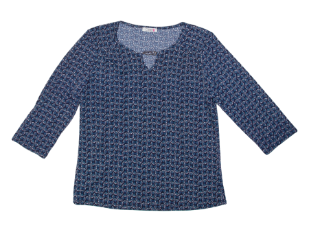 CARNABY Stretch Womens Printed Top Blue 3 4 Sleeve Crazy Pattern M Online