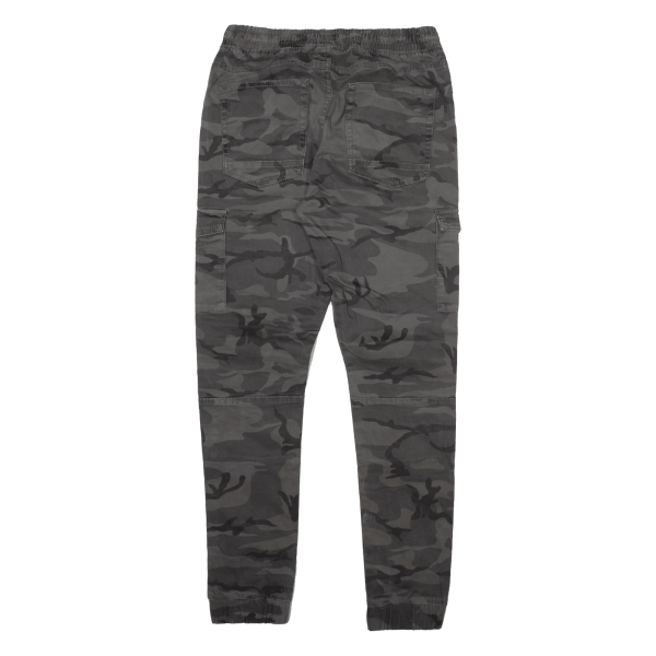 FSBN Camo Cargo Jogger Style Mens Trousers Grey Regular Tapered W28 L29 Sale