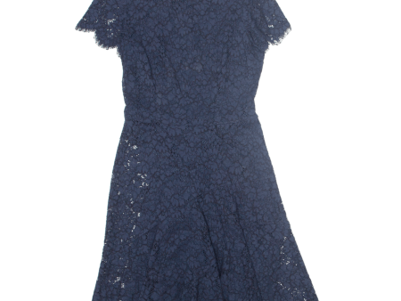 HUGO BOSS Klesinia Womens A-Line Dress Blue Lace Short Sleeve Knee Length UK 8 Cheap