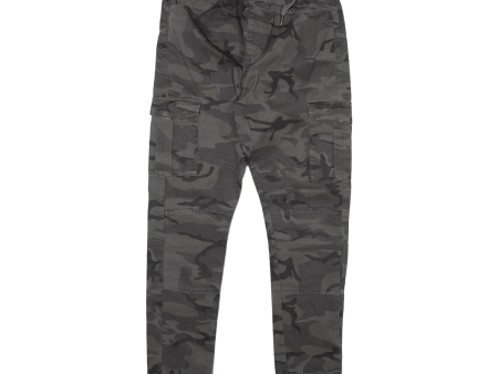 FSBN Camo Cargo Jogger Style Mens Trousers Grey Regular Tapered W28 L29 Sale