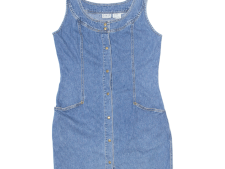 ELEMENTS Womens Bodycon Dress Blue Denim 90s Sleeveless Short M For Sale