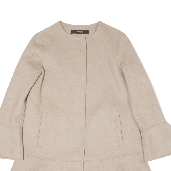 ZARA BASIC Womens Overcoat Coat Beige Wool XS Online now