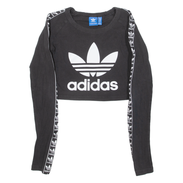 ADIDAS Cropped Womens T-Shirt Black Long Sleeve UK 6 For Discount